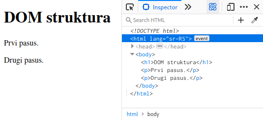 HTML dokument - pre pozivanja komande document.write